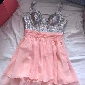 Pink sequenced homecoming dress